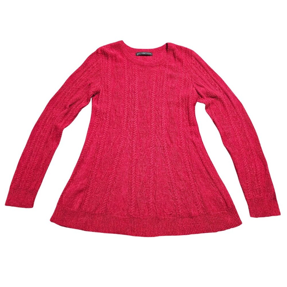 Peruvian‎ Connection Baby Alpaca Cable Knit Tunic Sweater S Red Luxe Lightweight - Picture 4 of 10